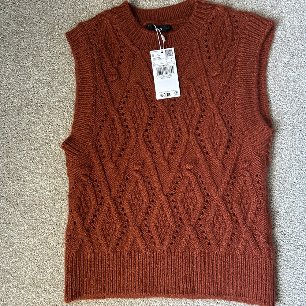 Mango Terracotta Knit Sweater Vest